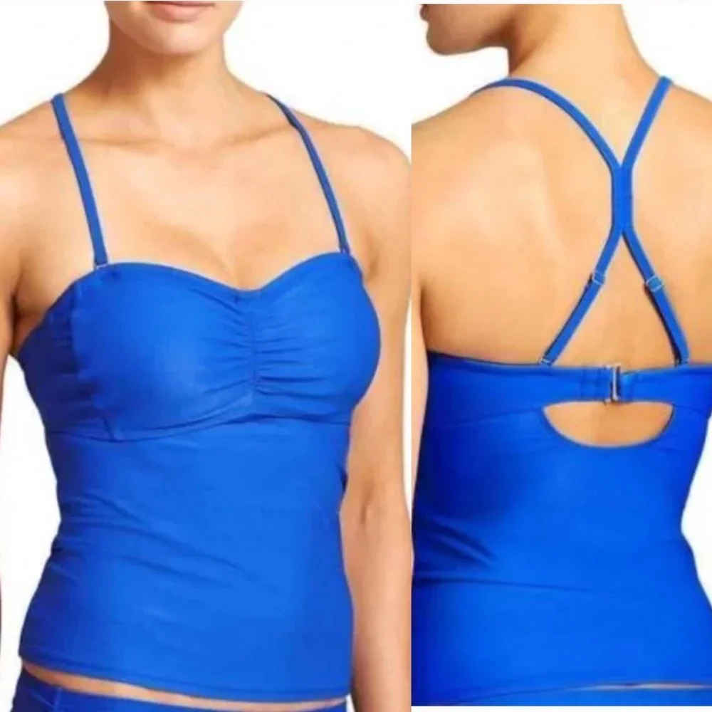NWT Athleta Bandeau Tankini Swim Top‎ Caspian Blue